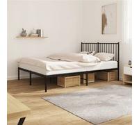 vidaXL Cadre de lit métal avec tête de lit Noir 140x190 cm, lit Double, Meuble de Chambre à Coucher, lit d'invité, lit, Cadre de lit en métal, sommier