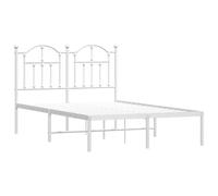Cadre de lit métal vidaXL Blanc 120x200 cm, lit Double, Meuble de Chambre à Coucher, lit d'invité, Cadre de lit en métal robuste avec tête de lit