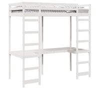 Cadre de lit mezzanine en pin massif - vidaXL - Blanc - 195,5x97,5x205 cm - Lit simple 90x190 cm - Bureau intégré