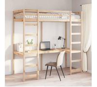 vidaXL Cadre de lit mezzanine Naturel 90 x 200 cm Pin massif