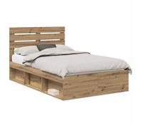 Cadre de lit moderne - vidaXL - Chêne artisan - Pin massif - 120x190 cm - 196x123x100 cm - Poids maximal 200 kg