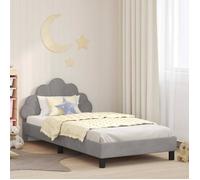 Cadre de lit moderne - vidaXL - Gris clair - Velours - Bois d'ingénierie - 148x80x79 cm - Poids maximal 140 kg