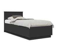 Cadre de lit moderne - vidaXL - Noir - Bois d'ingénierie - 210x78x90 cm - Headboard mural - Ports USB