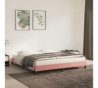 vidaXL Cadre de lit rembourré double avec sommier à lattes 120x190 cm Velours Rose