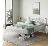 Cadre de lit Novilla Plateforme en métal 30cm,Sommier,avec 5 Pieds Hauts et tête de lit,Rangement sous Le lit,Support à Lattes en