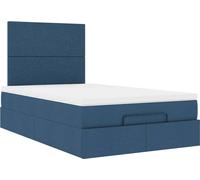 Cadre de lit ottoman avec matelas bleu 120x190 cm tissu