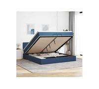 Cadre de lit ottoman avec matelas bleu 200x200 cm tissu, cadre de lit, cadre de lit rembourré, cadre de lit ottoman 3311490