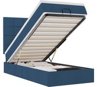 Cadre de lit ottoman avec matelas bleu 80x200 cm tissu