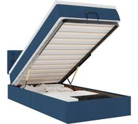 Cadre de lit ottoman avec matelas bleu 80x200 cm tissu