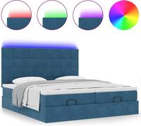 Cadre de lit ottoman avec matelas bleu foncé 200x200 cm velours