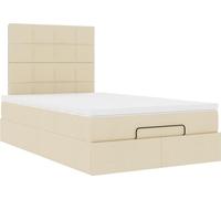 Cadre de lit ottoman avec matelas crème 120x190 cm tissu