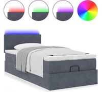 Cadre de lit ottoman avec matelas gris foncé 80x200 cm velours