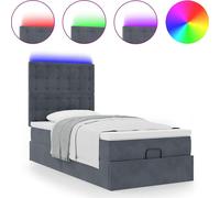 Cadre de lit ottoman avec matelas gris foncé 90x190 cm velours