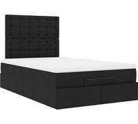 Cadre de lit ottoman avec matelas noir 120x200cm tissu
