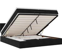 Cadre de lit ottoman avec matelas noir 200x200 cm velours