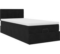Cadre de lit ottoman avec matelas noir 80x200 cm velours