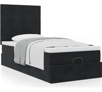 Cadre de lit ottoman avec matelas noir 80x200 cm velours