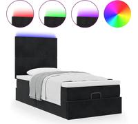 Cadre de lit ottoman avec matelas noir 80x200 cm velours