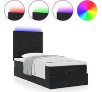 Cadre de lit ottoman avec matelas noir 80x200 cm velours