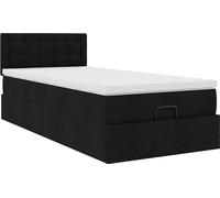 Cadre de lit ottoman avec matelas noir 90x190 cm tissu