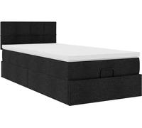 Cadre de lit ottoman avec matelas noir 90x190 cm tissu