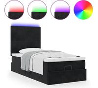 Cadre de lit ottoman avec matelas noir 90x190 cm velours