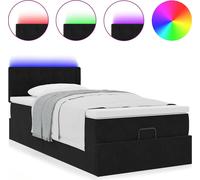 Cadre de lit ottoman avec matelas noir 90x190 cm velours