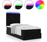 Cadre de lit ottoman avec matelas noir 90x200 cm velours