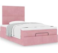 Cadre de lit ottoman avec matelas rose 120x190 cm velours