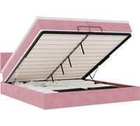 Cadre de lit ottoman avec matelas rose 200x200 cm velours
