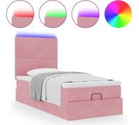 Cadre de lit ottoman avec matelas rose 90x200 cm velours