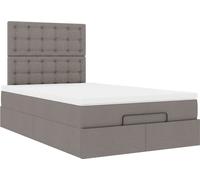 Cadre de lit ottoman avec matelas taupe 120x190 cm tissu