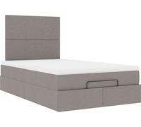 Cadre de lit ottoman avec matelas taupe 120x190 cm tissu