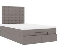 Cadre de lit ottoman avec matelas taupe 120x200 cm tissu
