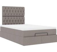 Cadre de lit ottoman avec matelas taupe 120x200 cm tissu