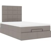 Cadre de lit ottoman avec matelas taupe 120x200 cm tissu
