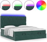 Cadre de lit ottoman avec matelas vert foncé 160x200 cm velours
