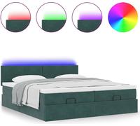Cadre de lit ottoman avec matelas vert foncé 200x200 cm velours