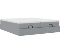 Cadre de lit ottoman et matelas gris clair 180x200cm tissu