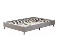 Cadre de lit Plateforme 160x200-capitonné 31 cm DEWINNER - Gris - Bois - Panneaux de particules - A lattes