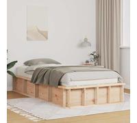 Cadre de lit Plateforme Marron en Bois de pin Massif 90 x 200 cm, mobilier Chambre Durable avec Cadre à Lattes, Design Moderne Fonctionnel pour Espace intérieur Cosy