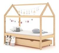 Cadre de lit pour enfant et un tiroir bois pin massif 80x160 cm Marron G