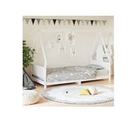 Cadre de Lit pour Enfants, Lit Simple avec Sommier à Lattes, Meuble de Chambre à Coucher, Scandinave, Blanc 90x200 cm 834499
