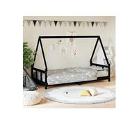 Vidaxl Cadre De Lit Pour Enfants Noir 90x200 Cm Bois De Pin Massif
