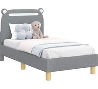 Cadre de lit pour tout-petit avec tête de lit Gris clair Tissu