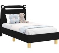 Cadre de lit pour tout-petit avec tête de lit Noir 70 x 140 cm