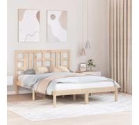 Cadre de lit sans matelas 135x190 cm bois massif sommier à lattes inclus lit plateforme robuste pour chambre adulte enfant châssis métal facile montage chambre à coucher literie naturelle