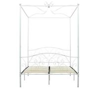 Cadre de lit - sans matelas - avec baldaquin - blanc - Structure de lit 2 PLACES - 140x200cm métal 413 737184111