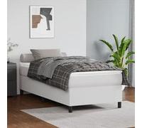 vidaXL Cadre de lit rembourré à lattes en similicuir blanc 90x190 cm sans matelas