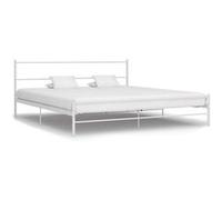 Cadre de lit sans matelas blanc métal 200x200 cm Blanc, Blanc G